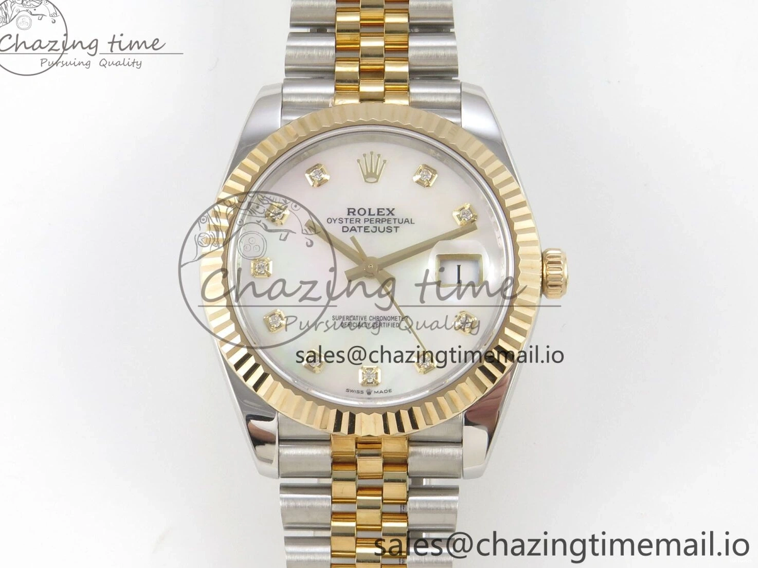 on Edition MOP DateJust White SS 41mm SS Bracelet Jubilee YG Dial Best 126333 3EF YG Diamond SA3235 1:1 0416